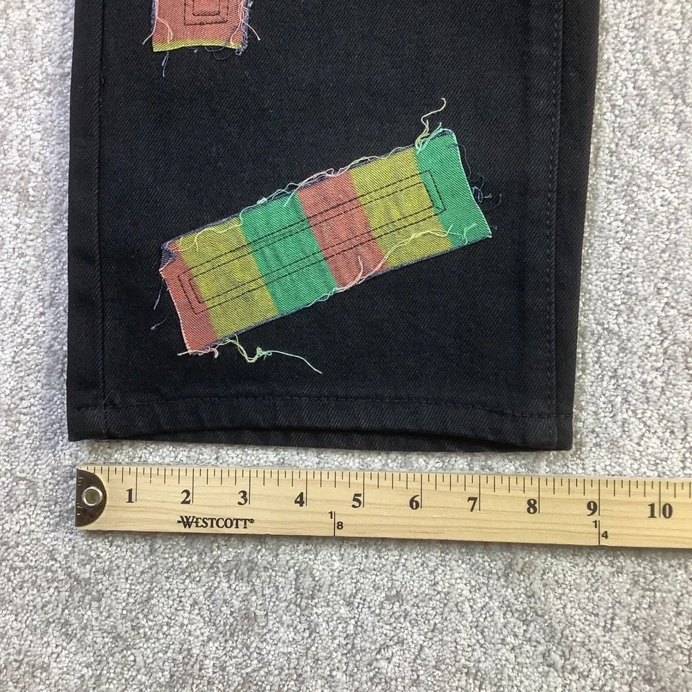 Watson Denim Black Jeans Mens‎ Size 32 (Actual 30 x 31) Rasta Patches NWT